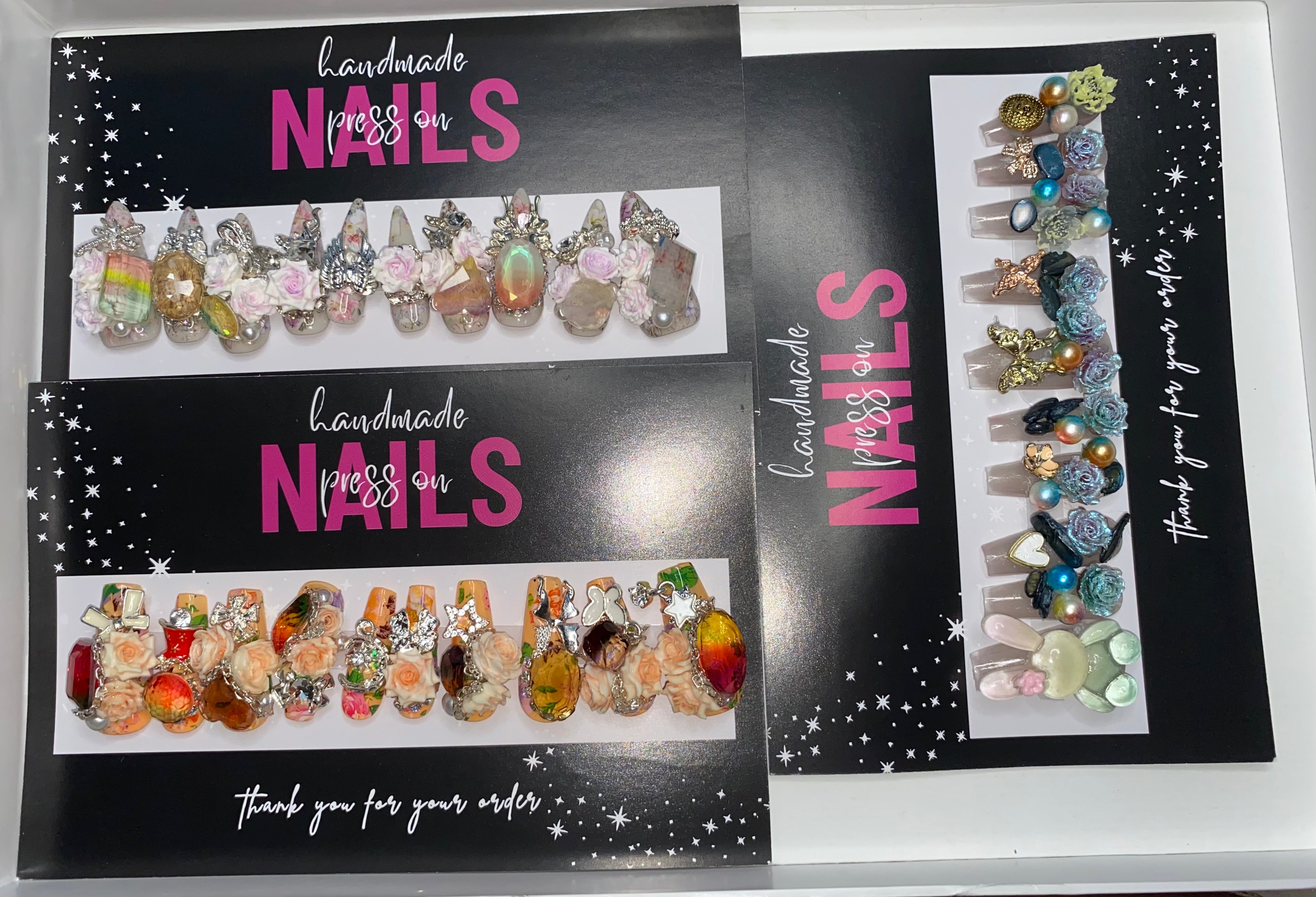 Press-On Metal/Crystal Nails (Medium Size)