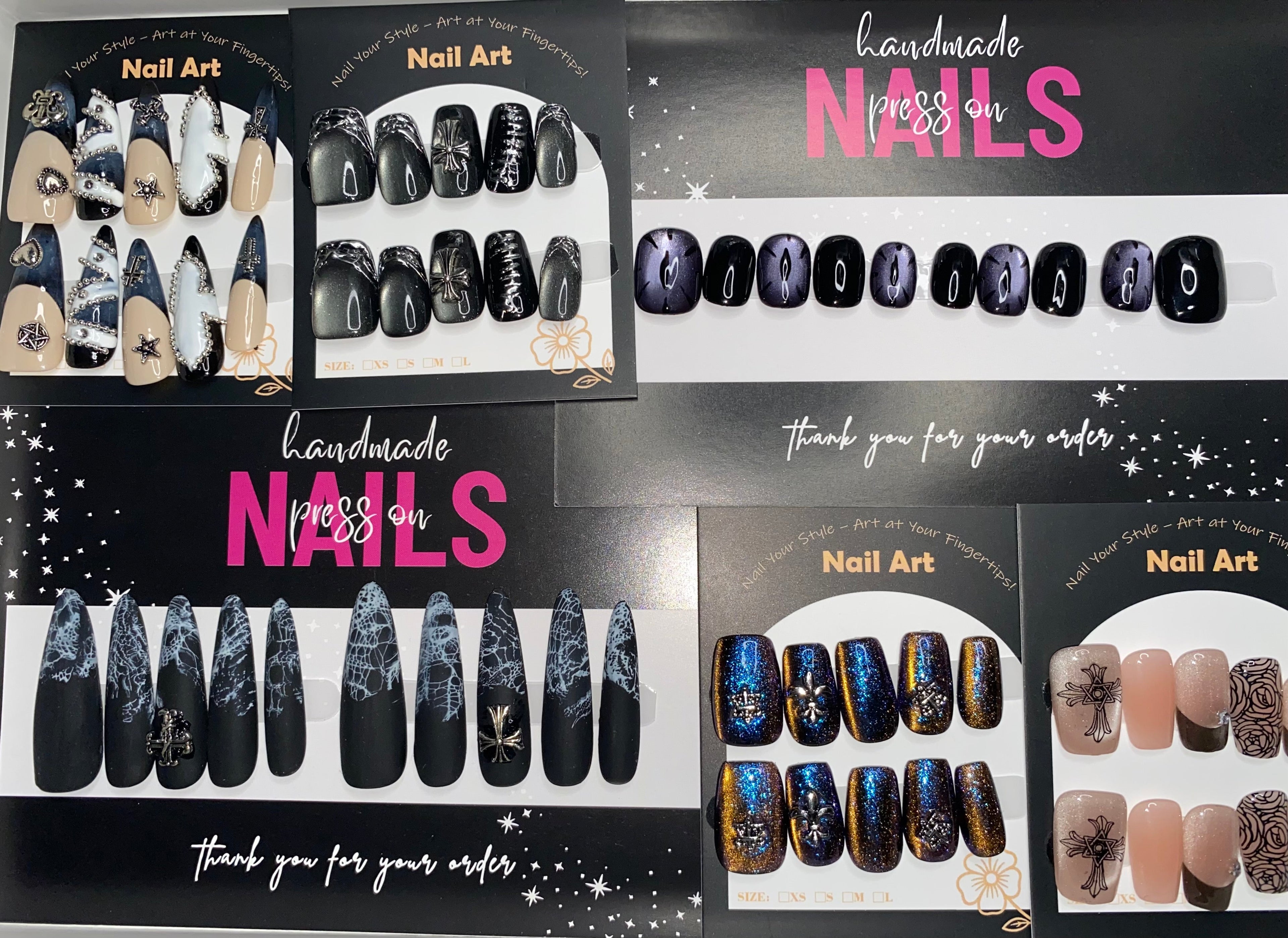 Emo/Goth Press-On Nails (Medium Size)