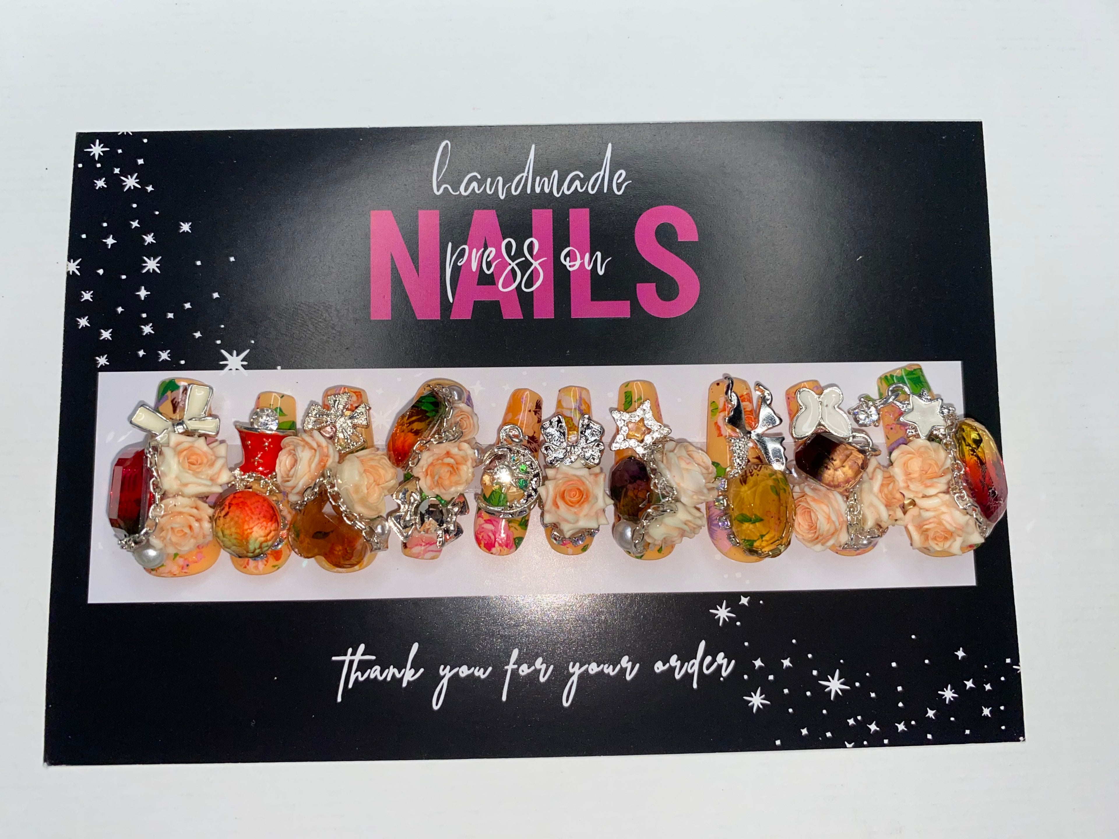 Metal/Crystal "Look" Press-On Nails (Medium Size)