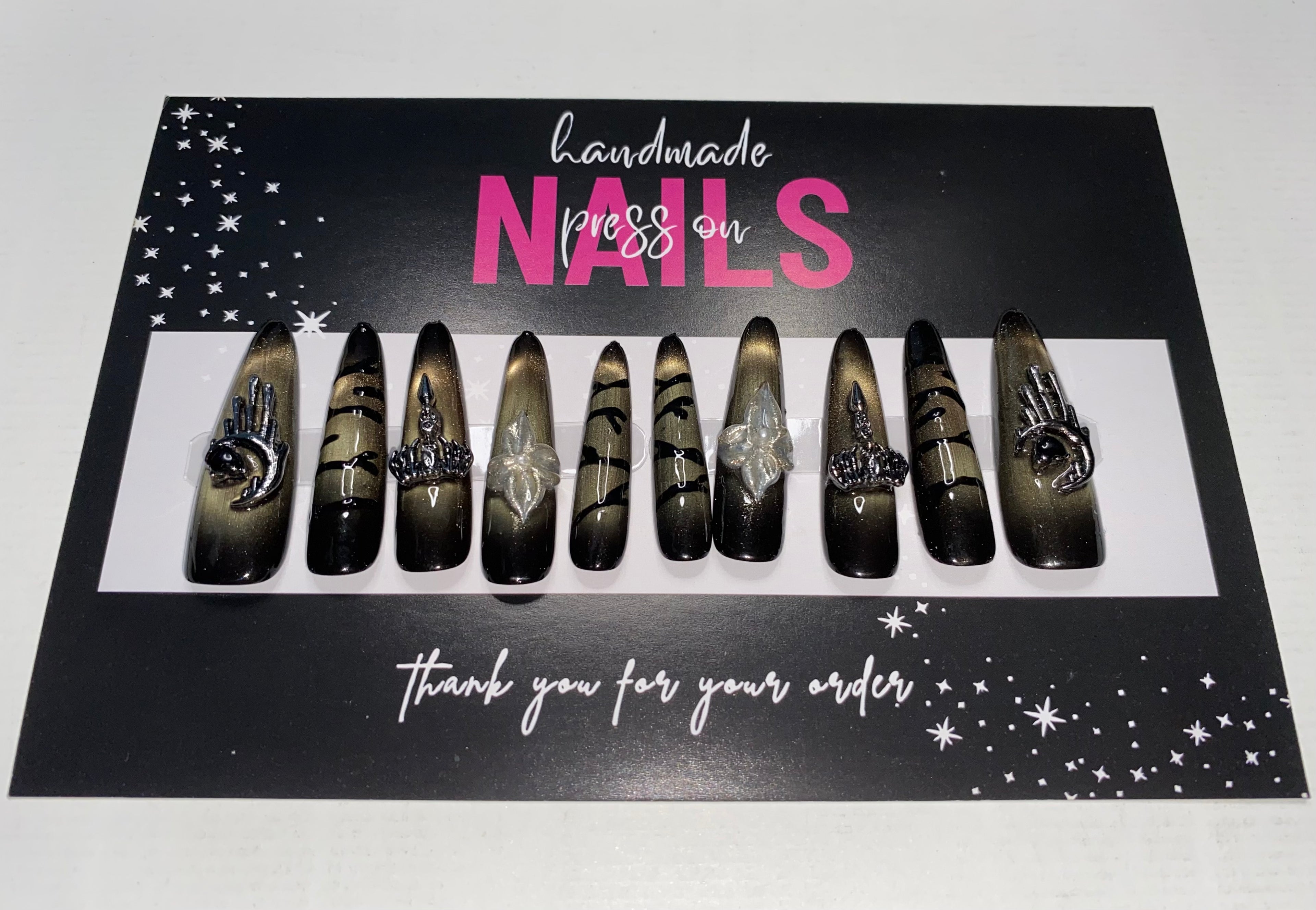 Goth/Emo Press-On Nails (Medium Size)
