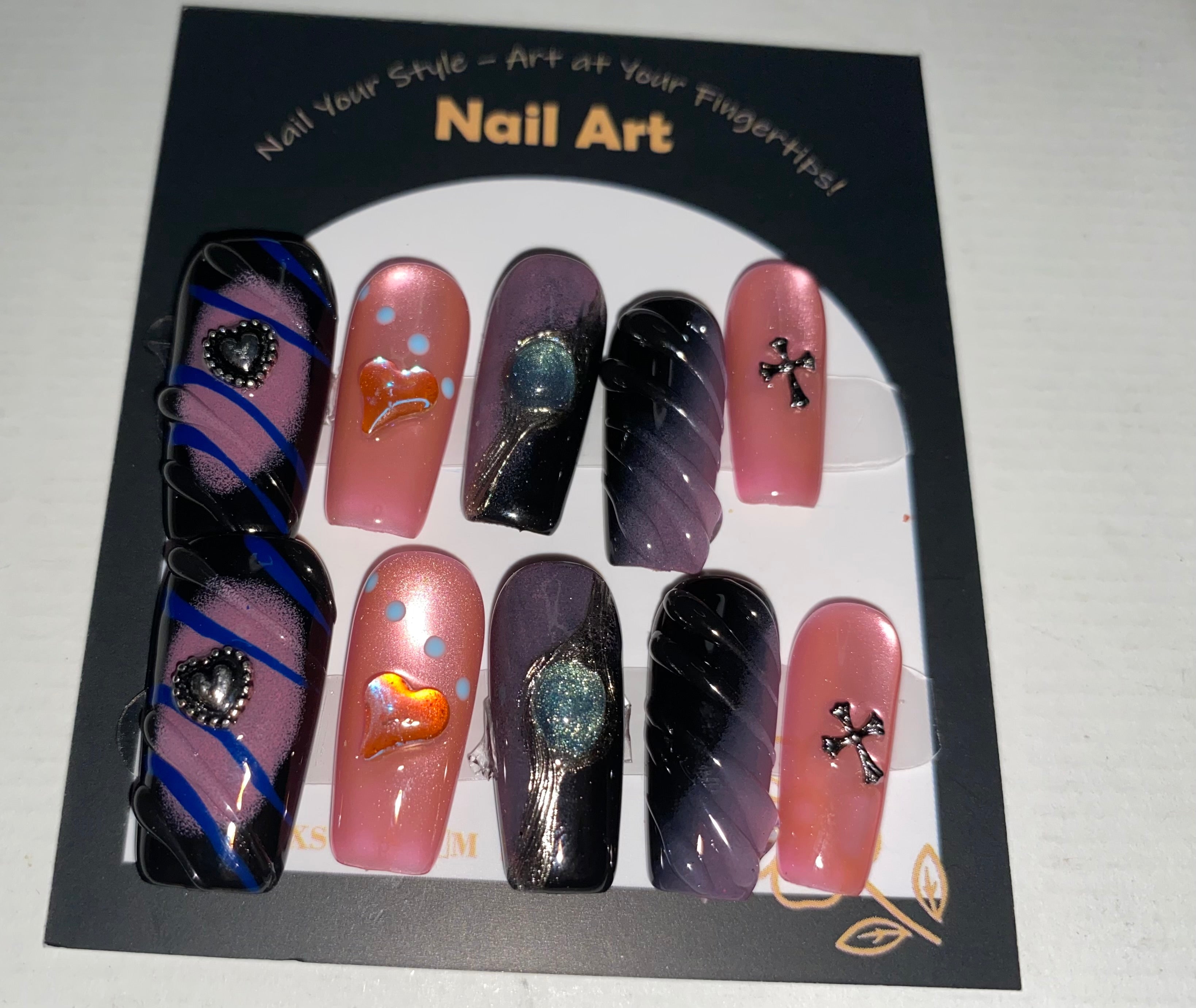 Goth/Emo Press-On Nails (Medium Size)
