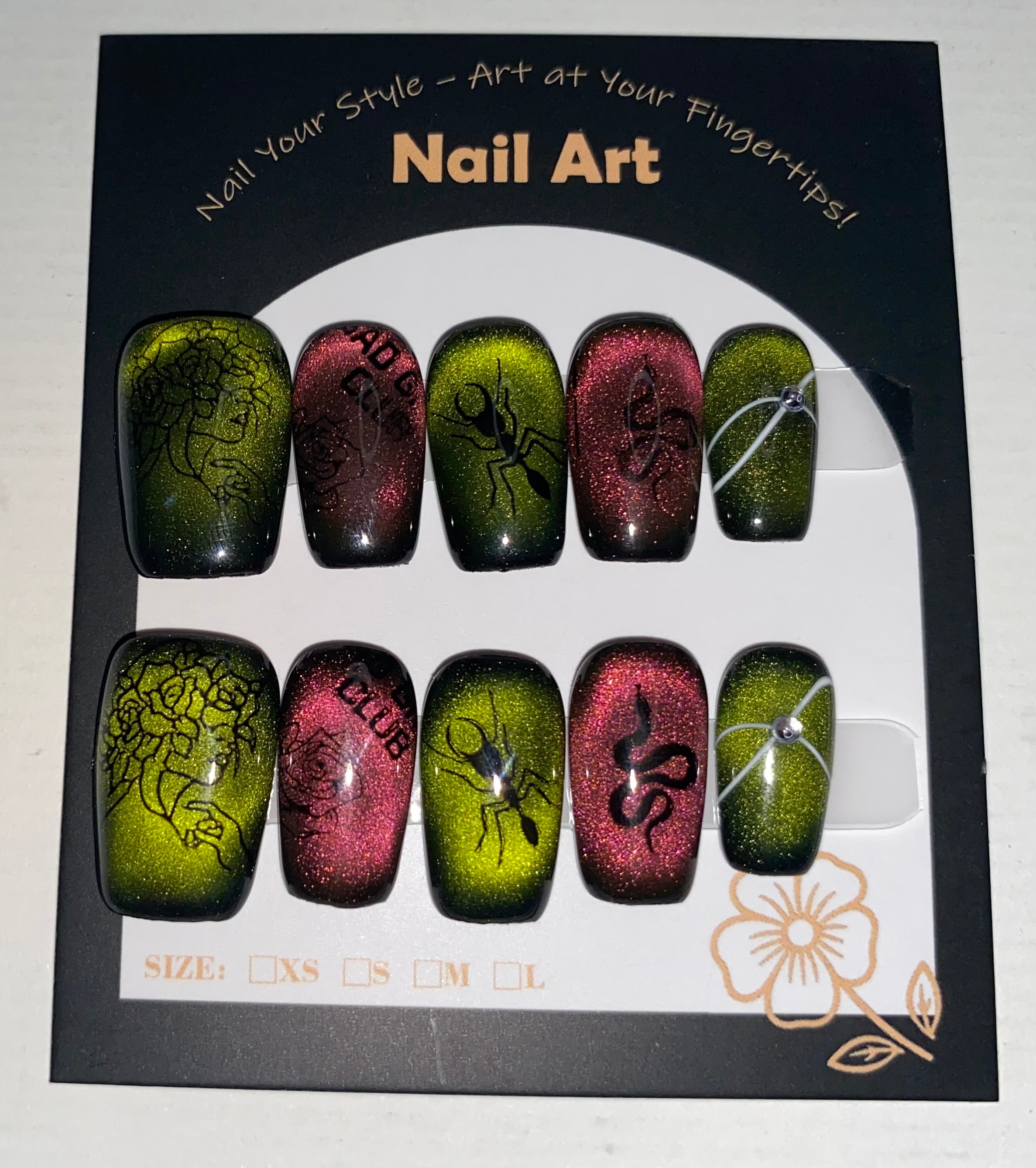 Goth/Emo Press-On Nails (Medium Size)