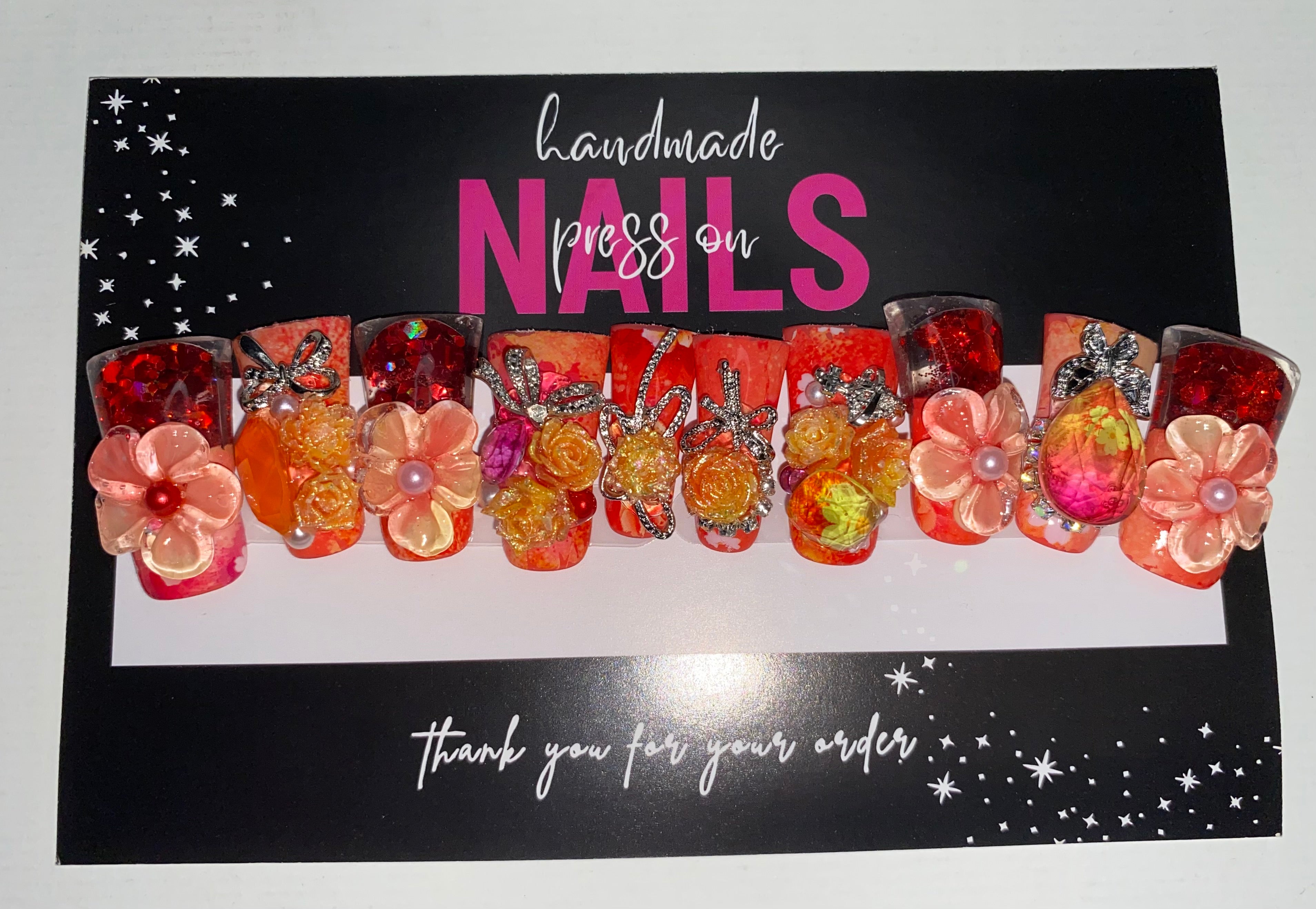 Press-On Water Nails  (Medium Size)