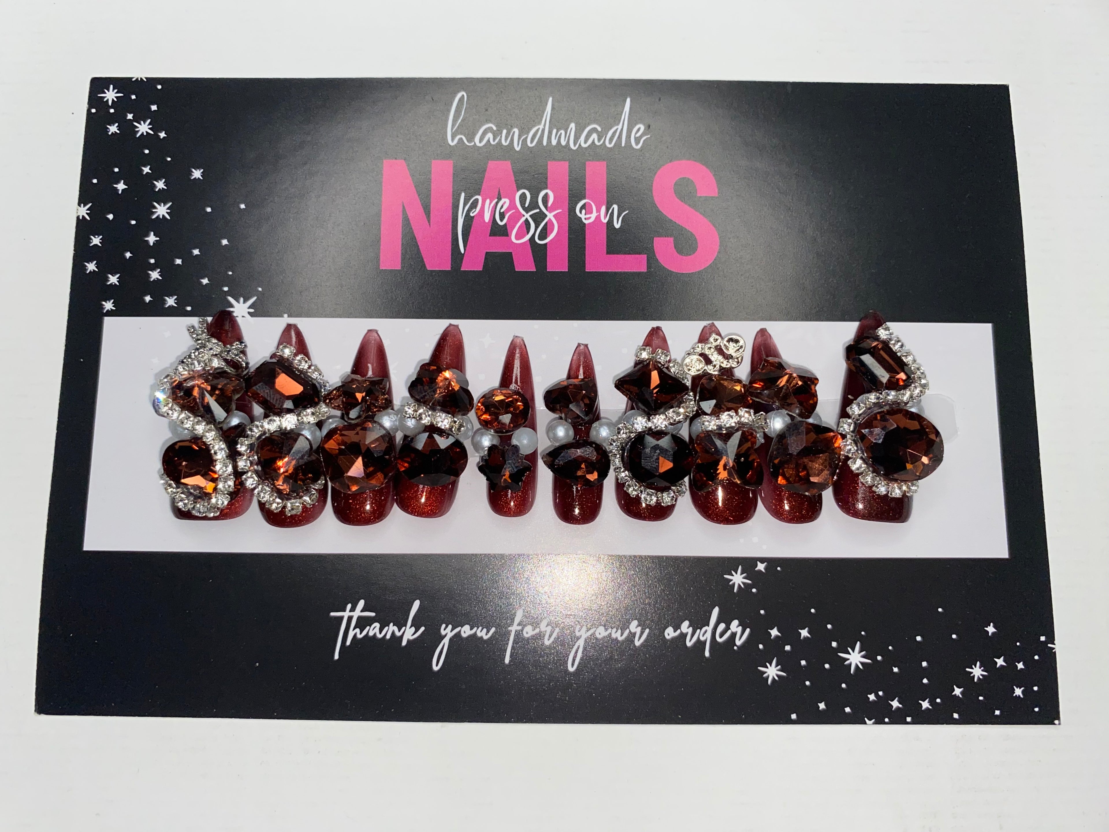 Metal/Crystal "Look" Press-On Nails (Medium Size)