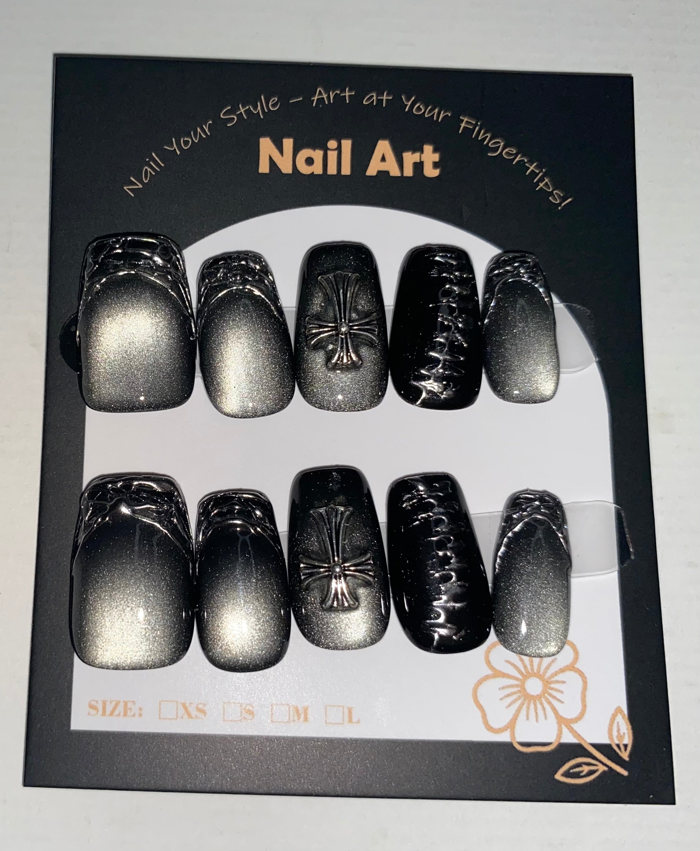 Goth/Emo Press-On Nails (Medium Size)