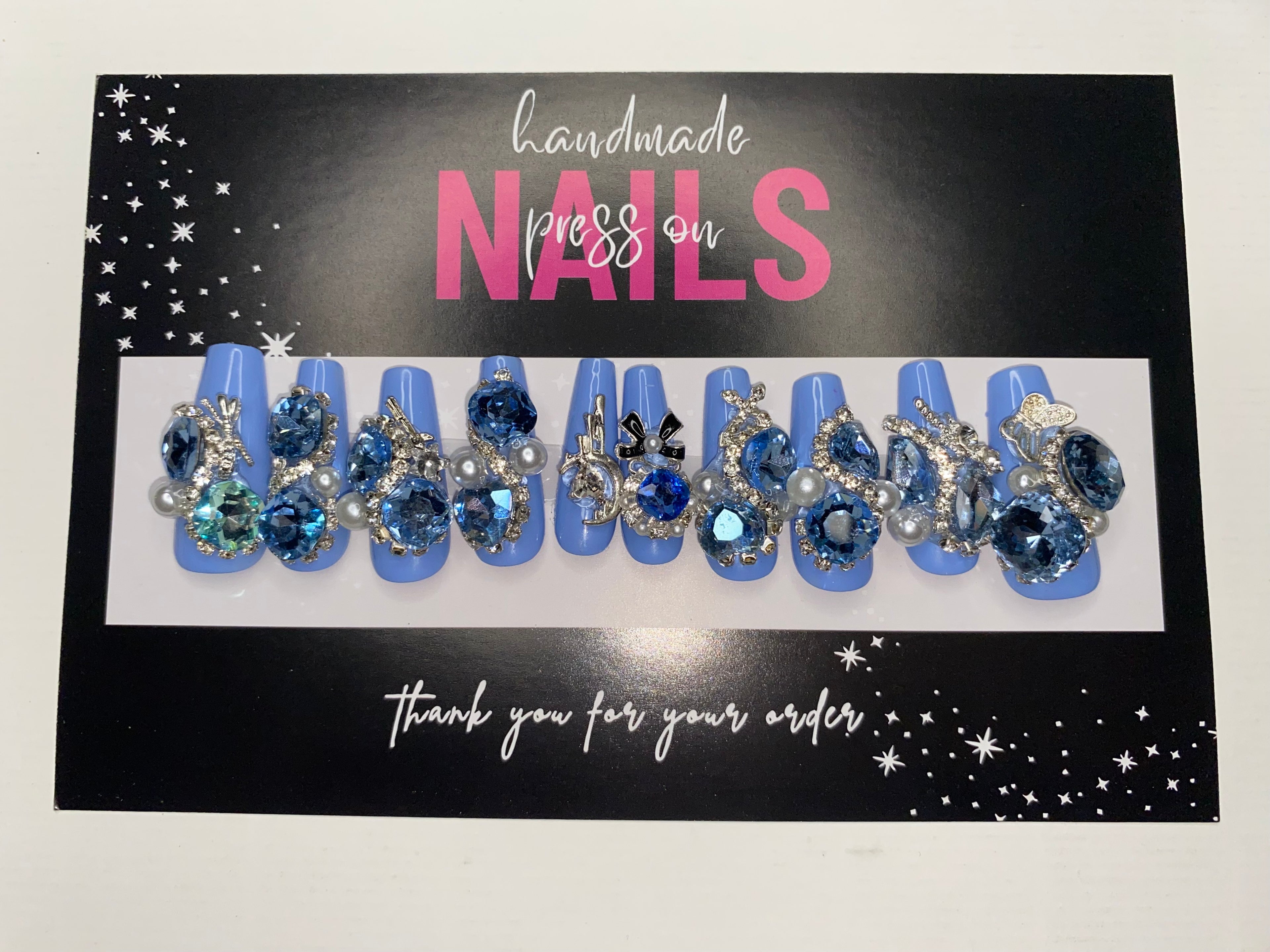 Metal/Crystal "Look" Press-On Nails (Medium Size)