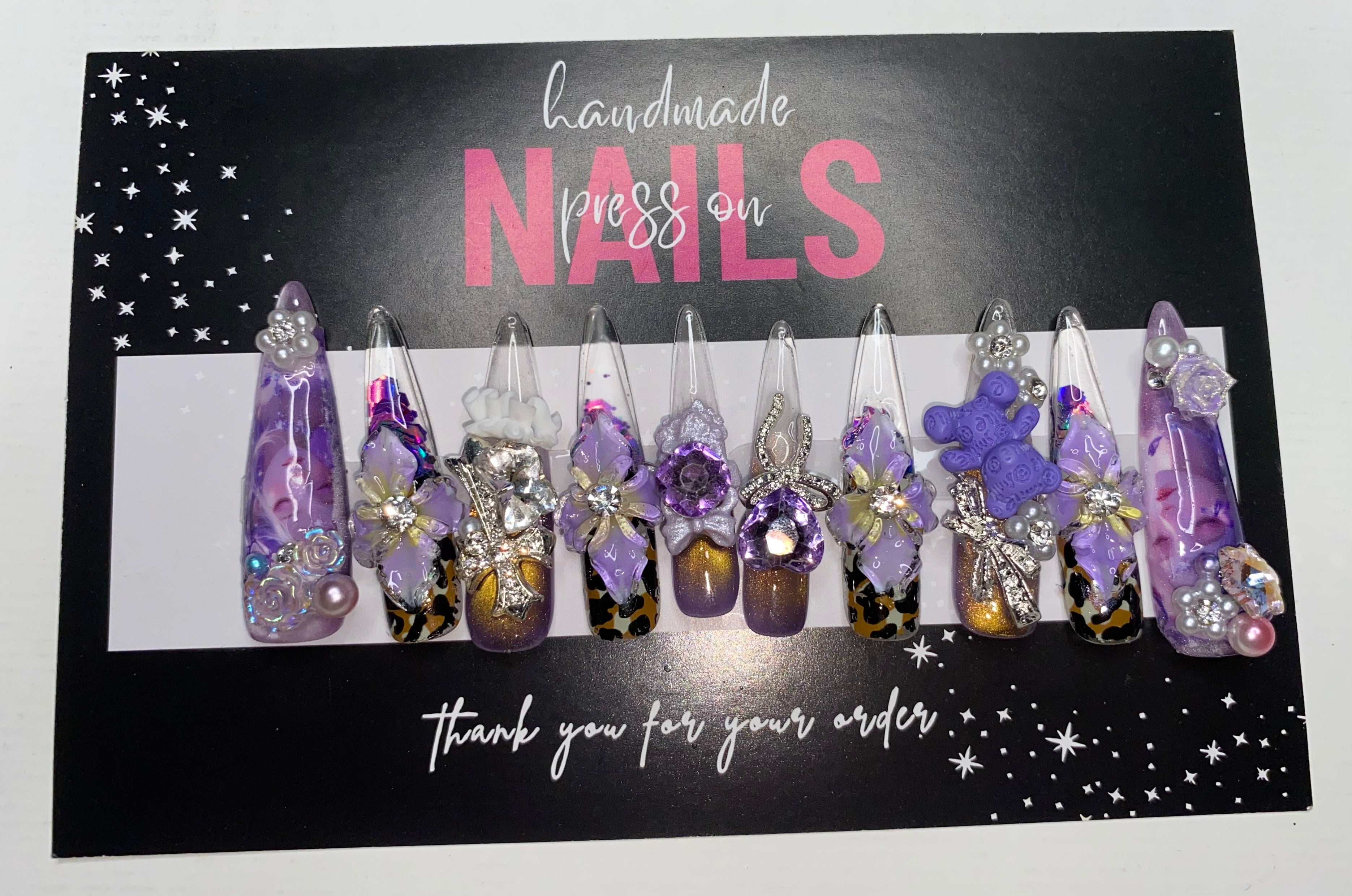 Press-On Water Nails  (Medium Size)