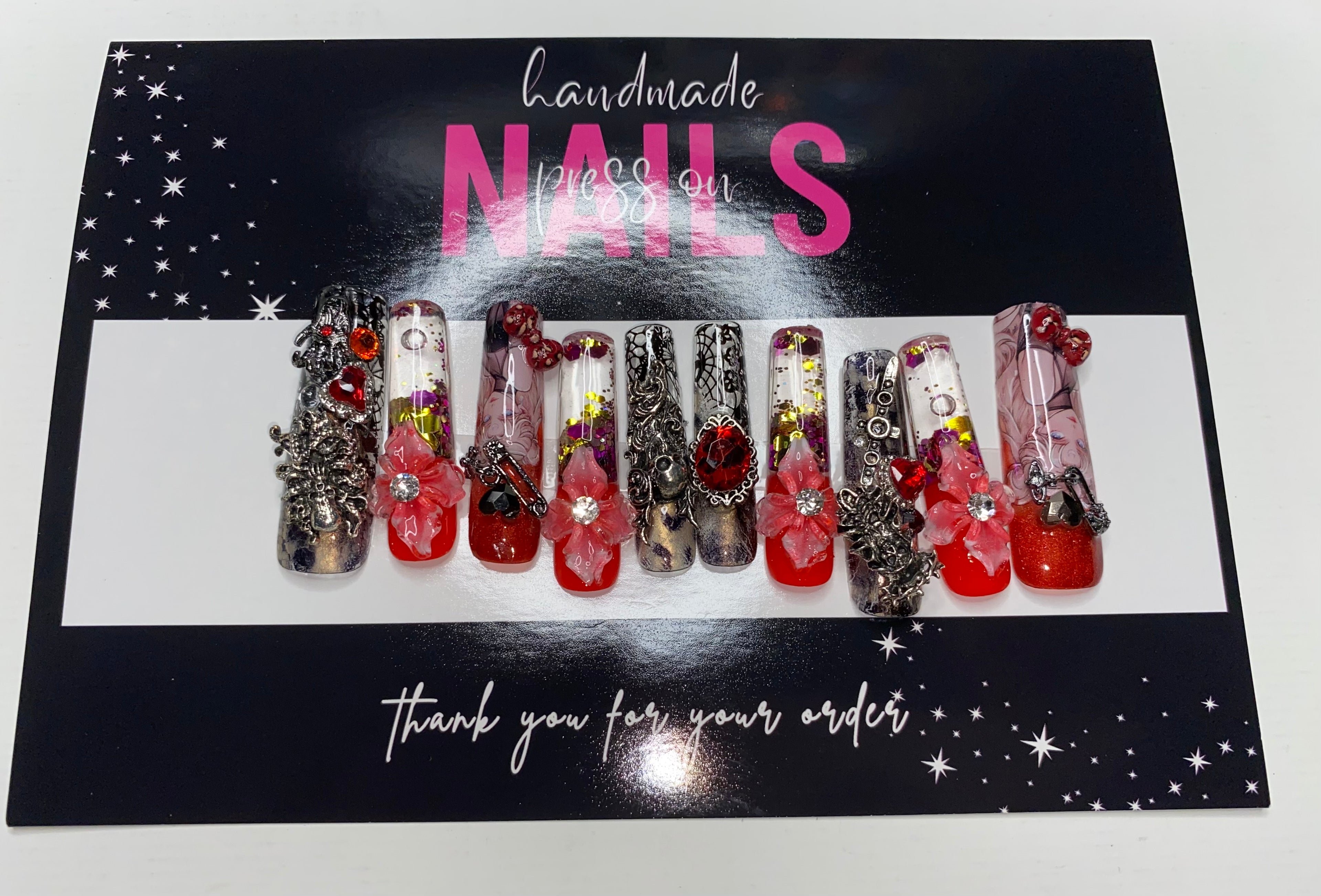 Press-On Water Nails  (Medium Size)