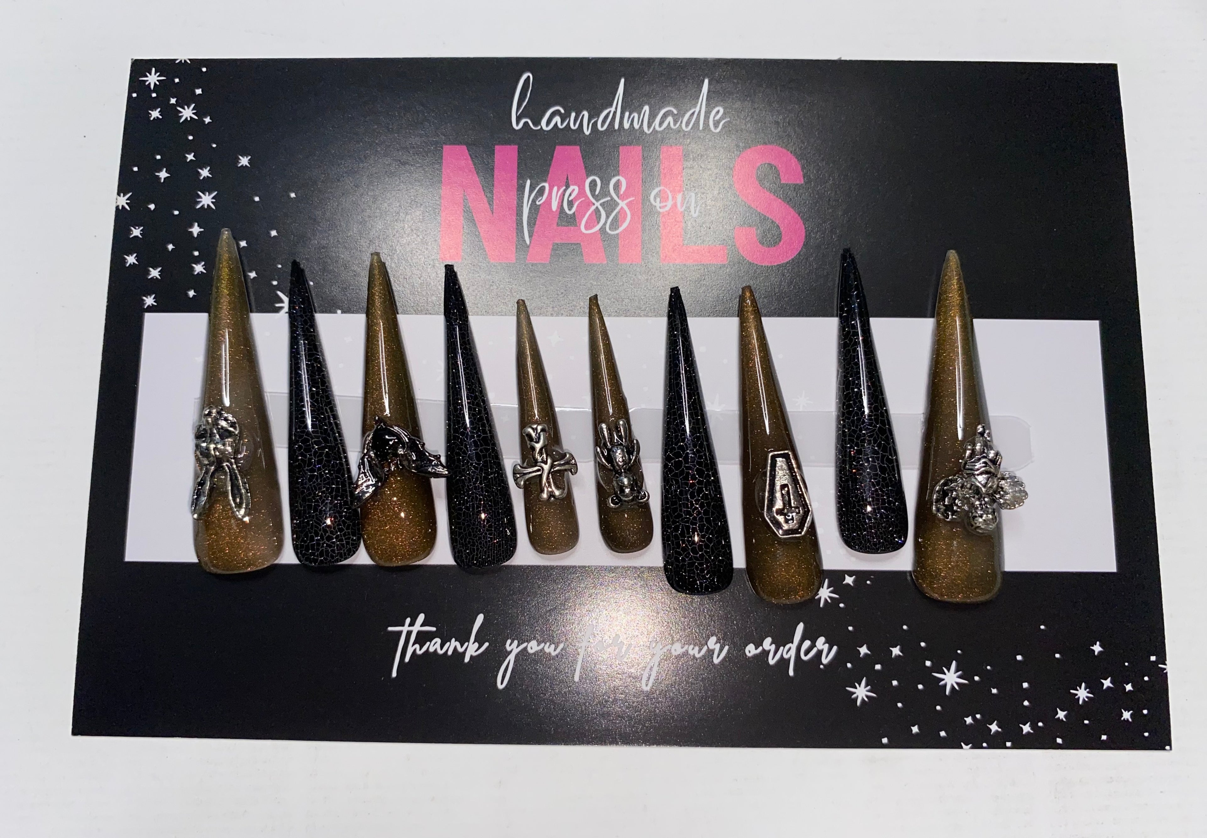 Goth/Emo Press-On Nails (Medium Size)