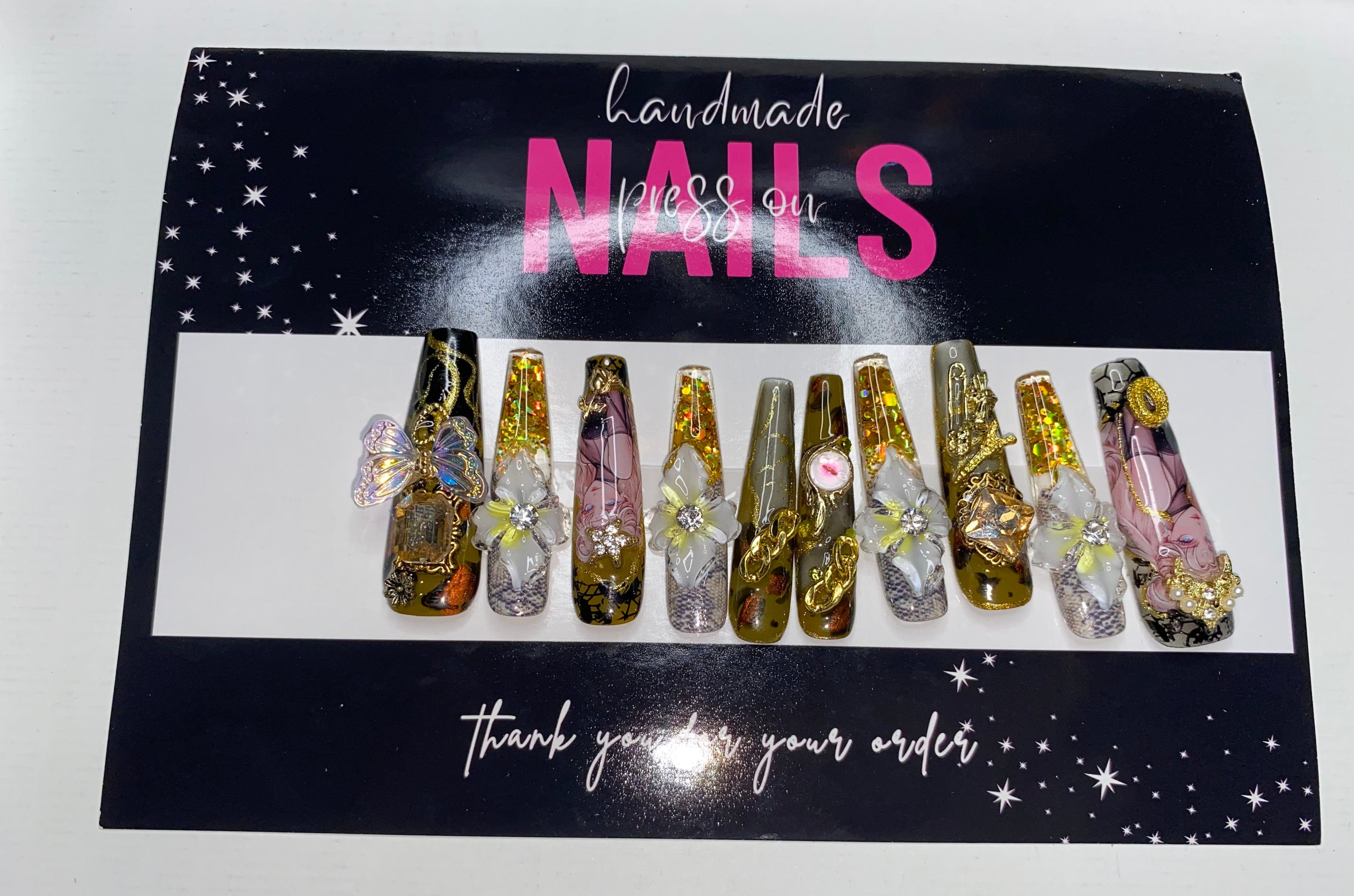 Press-On Water Nails  (Medium Size)