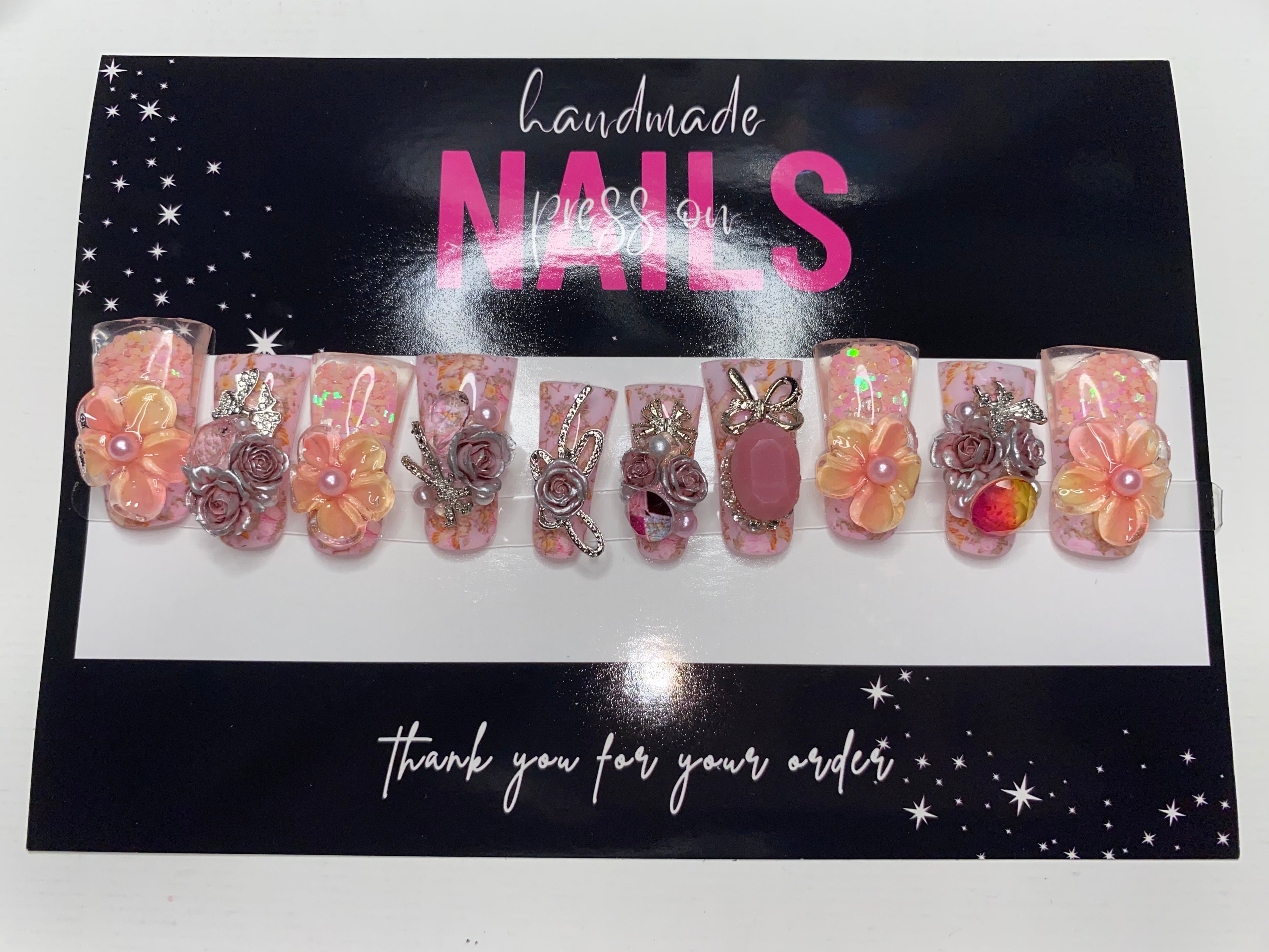 Press-On Water Nails  (Medium Size)