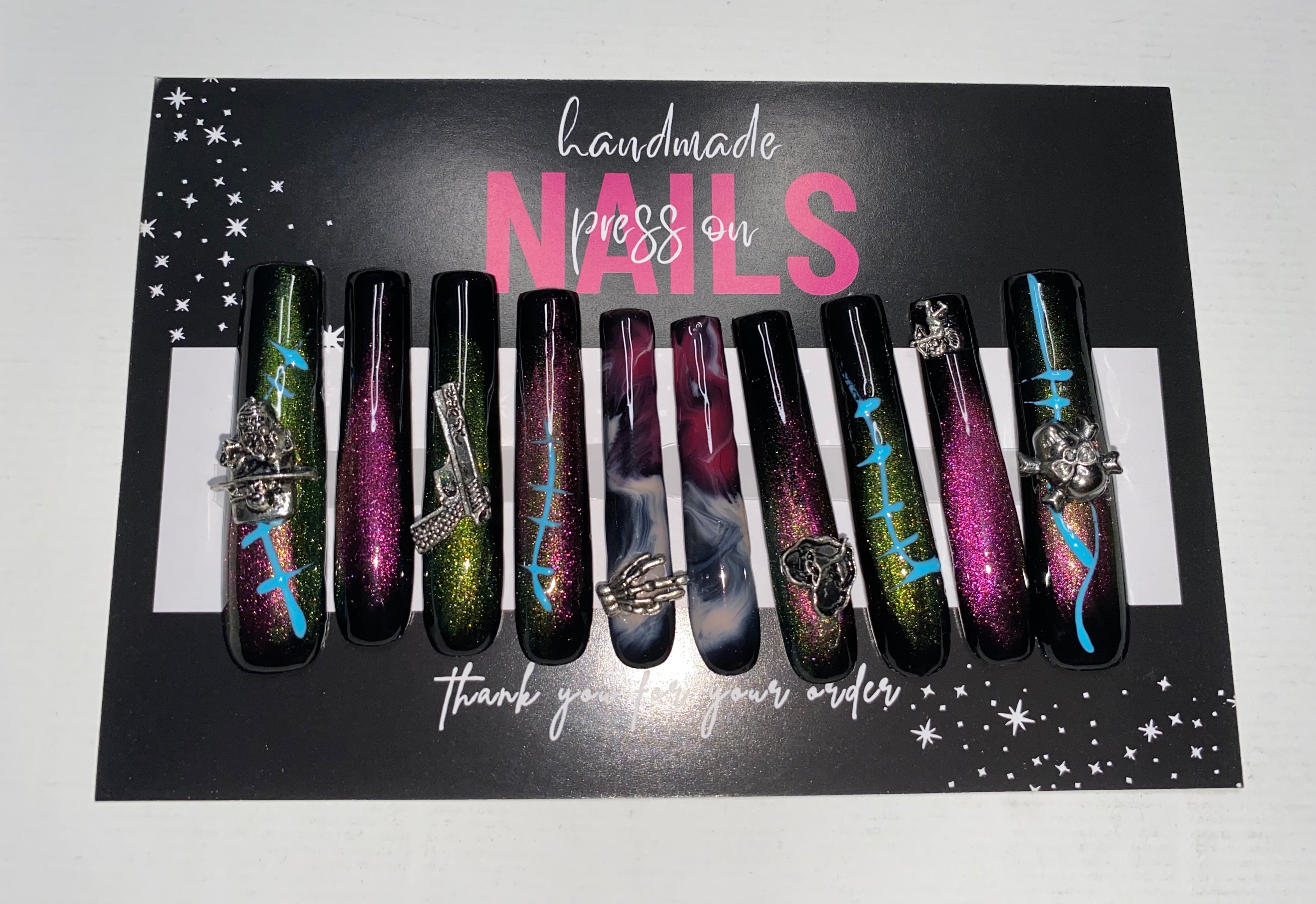 Goth/Emo Press-On Nails (Medium Size)