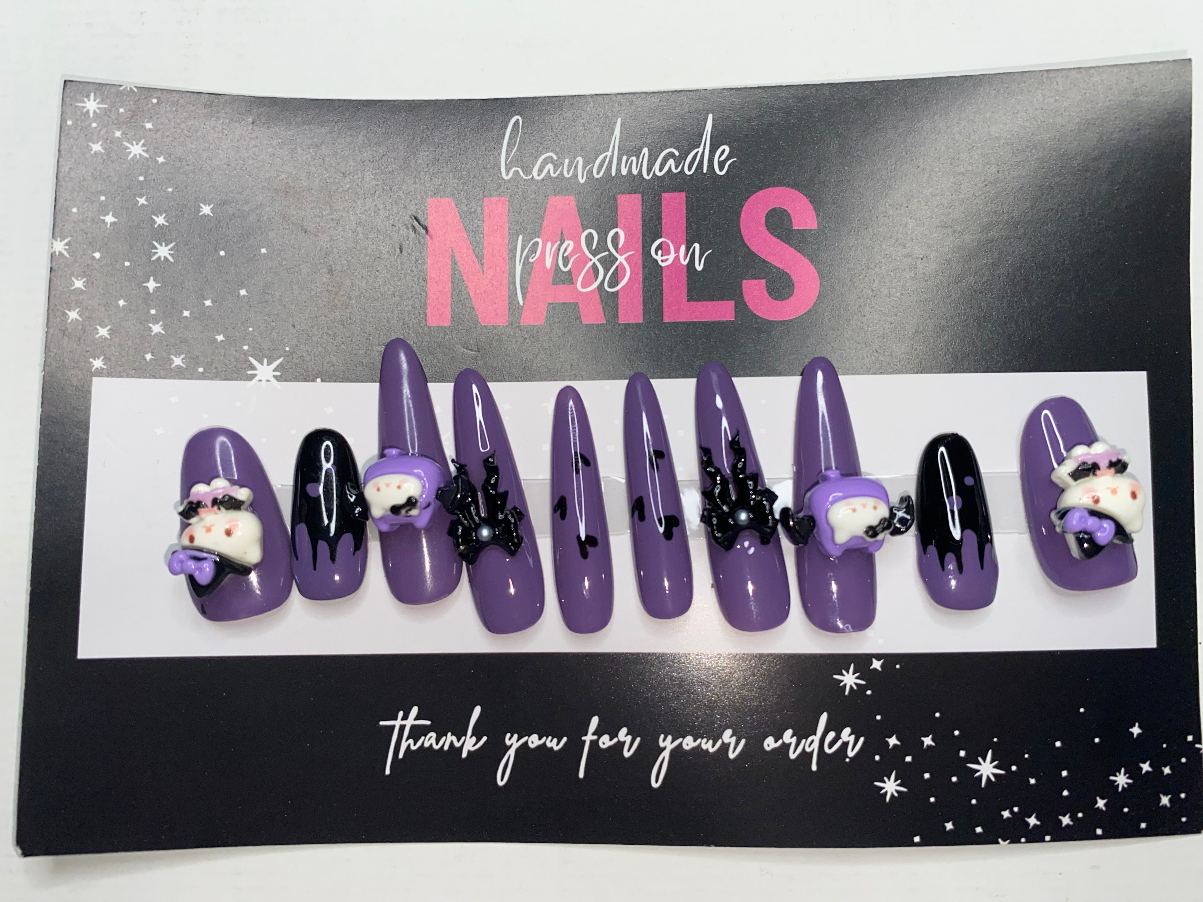 Goth/Emo Press-On Nails (Medium Size)