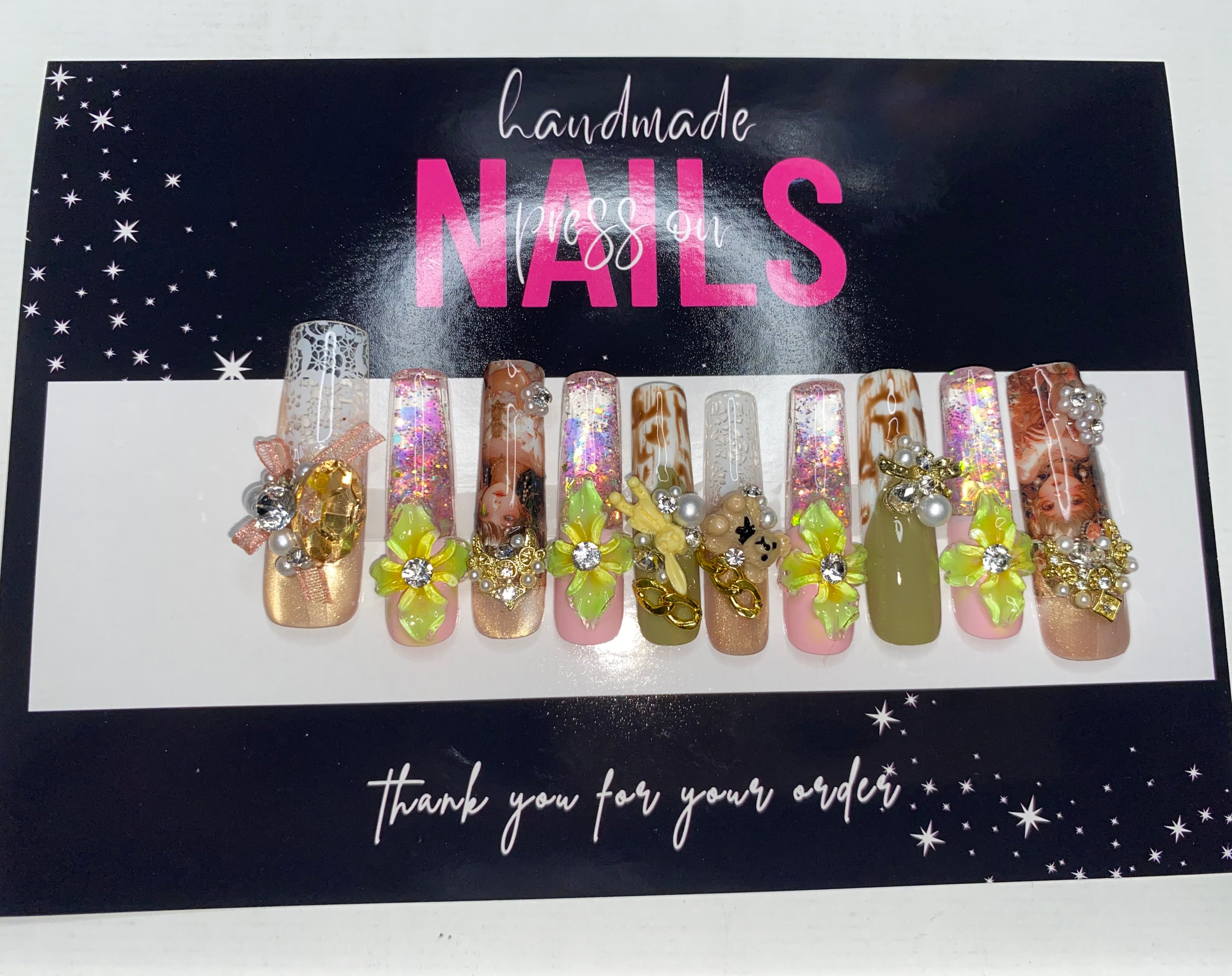 Press-On Water Nails  (Medium Size)