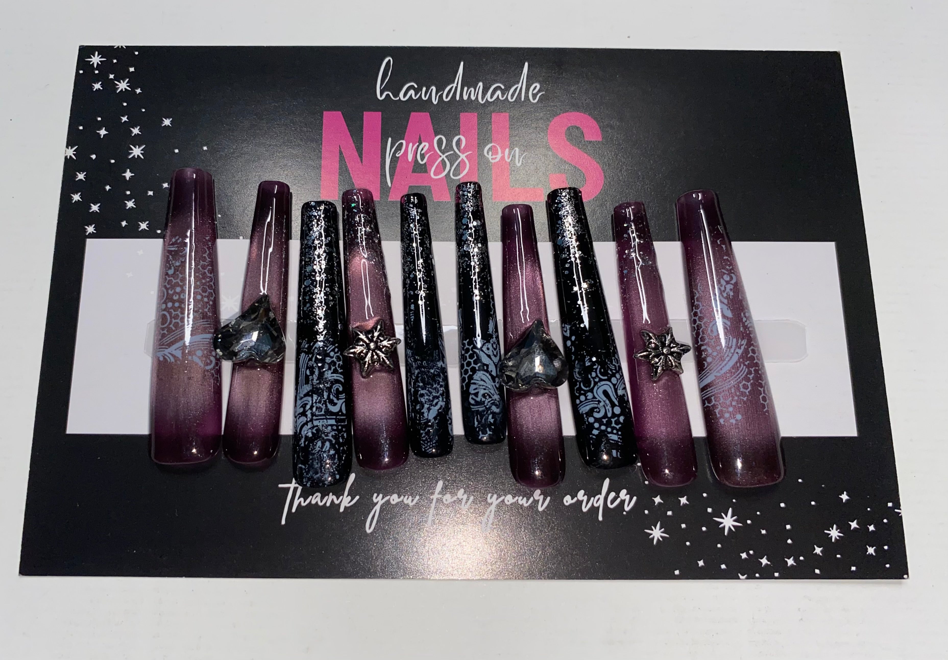 Goth/Emo Press-On Nails (Medium Size)