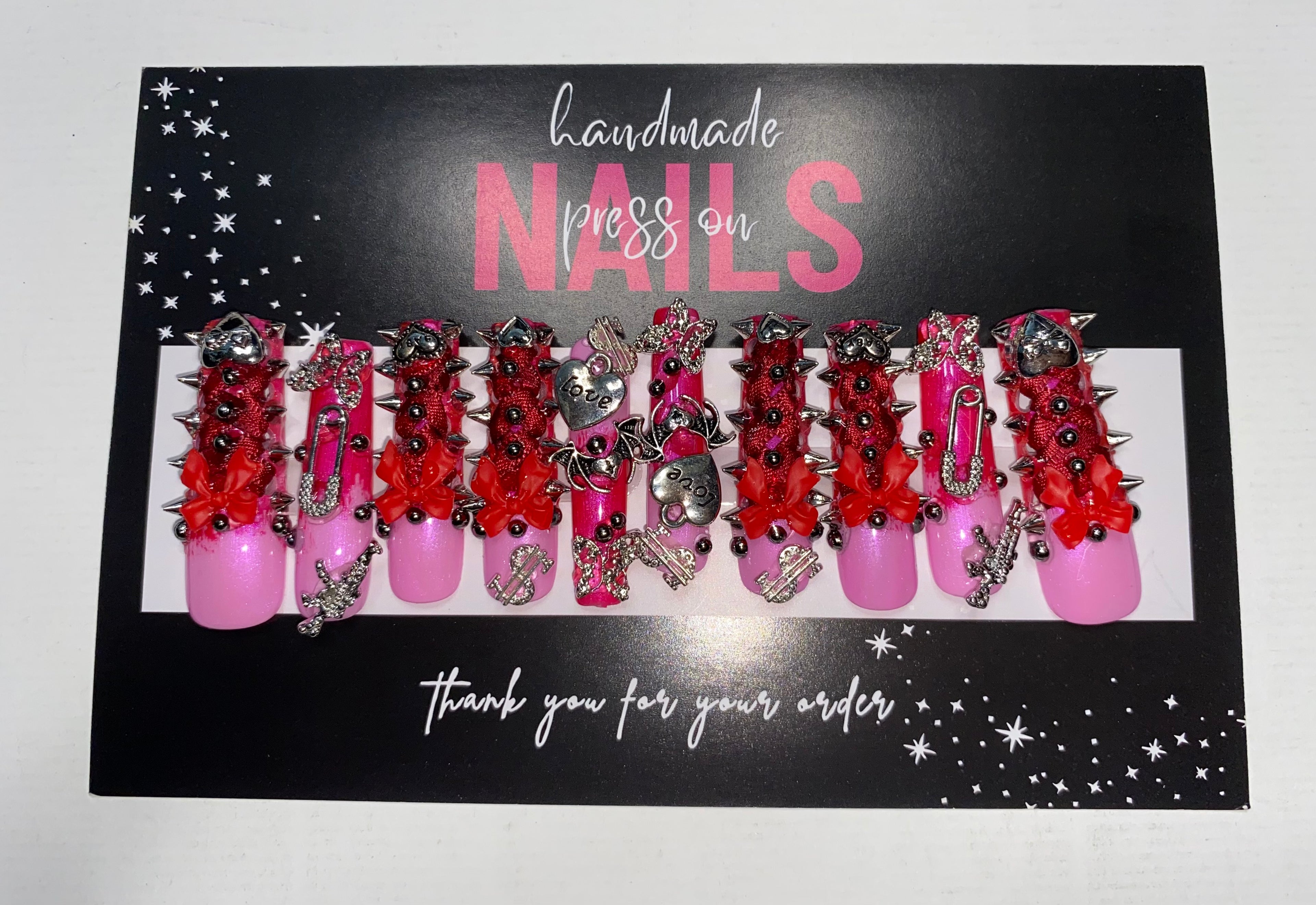 Goth/Emo Press-On Nails (Medium Size)