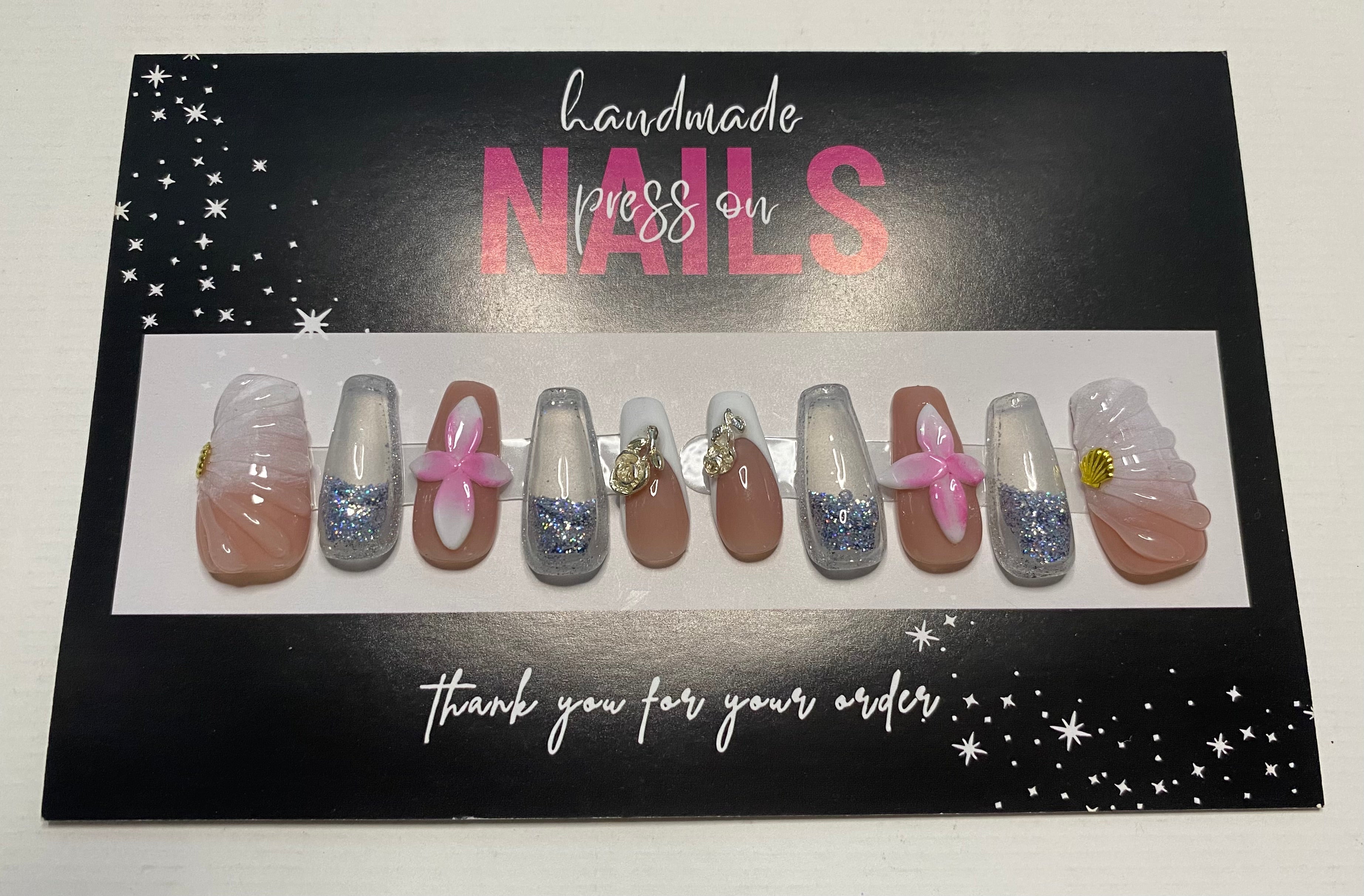 Press-On Water Nails  (Medium Size)