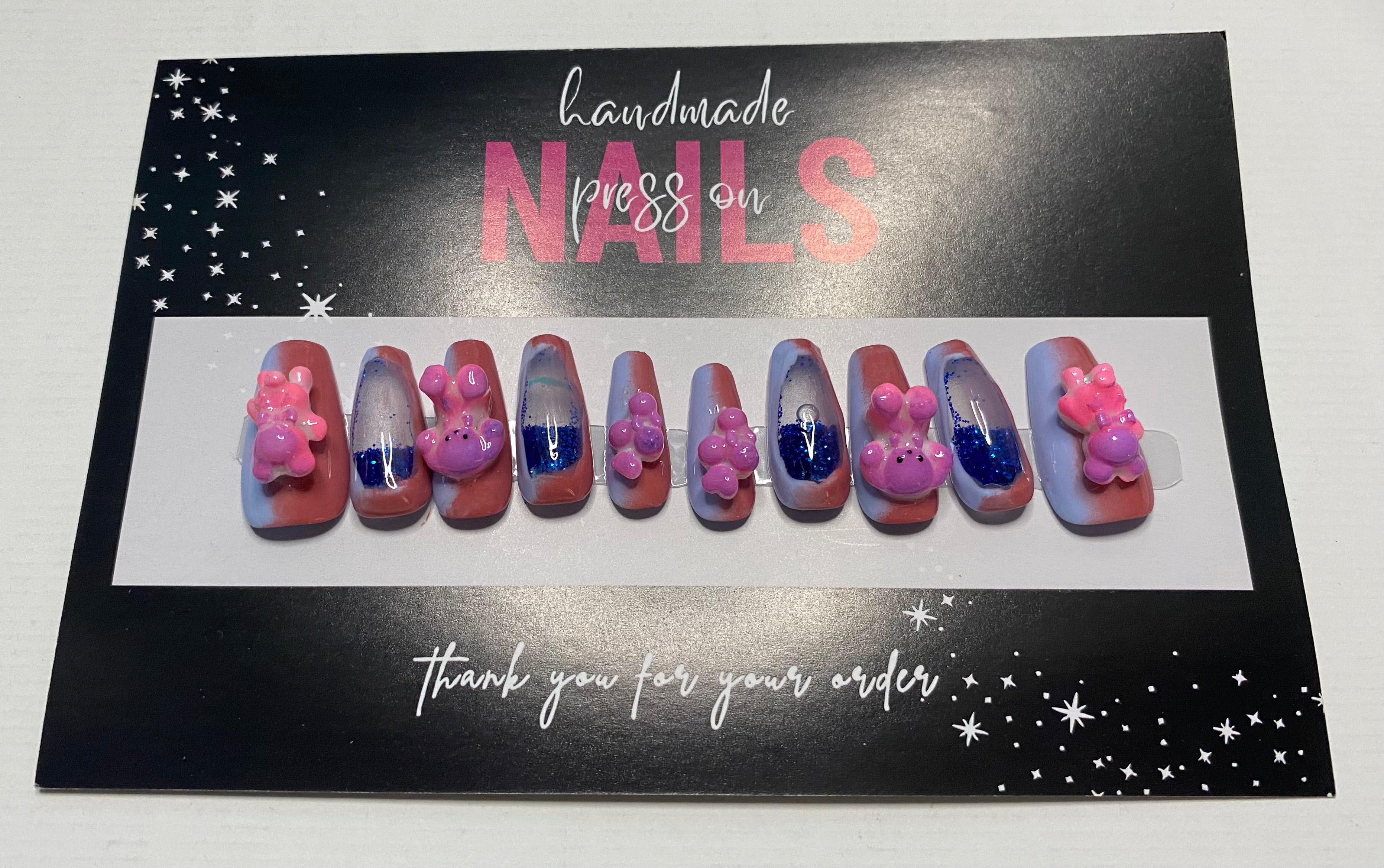 Press-On Water Nails  (Medium Size)