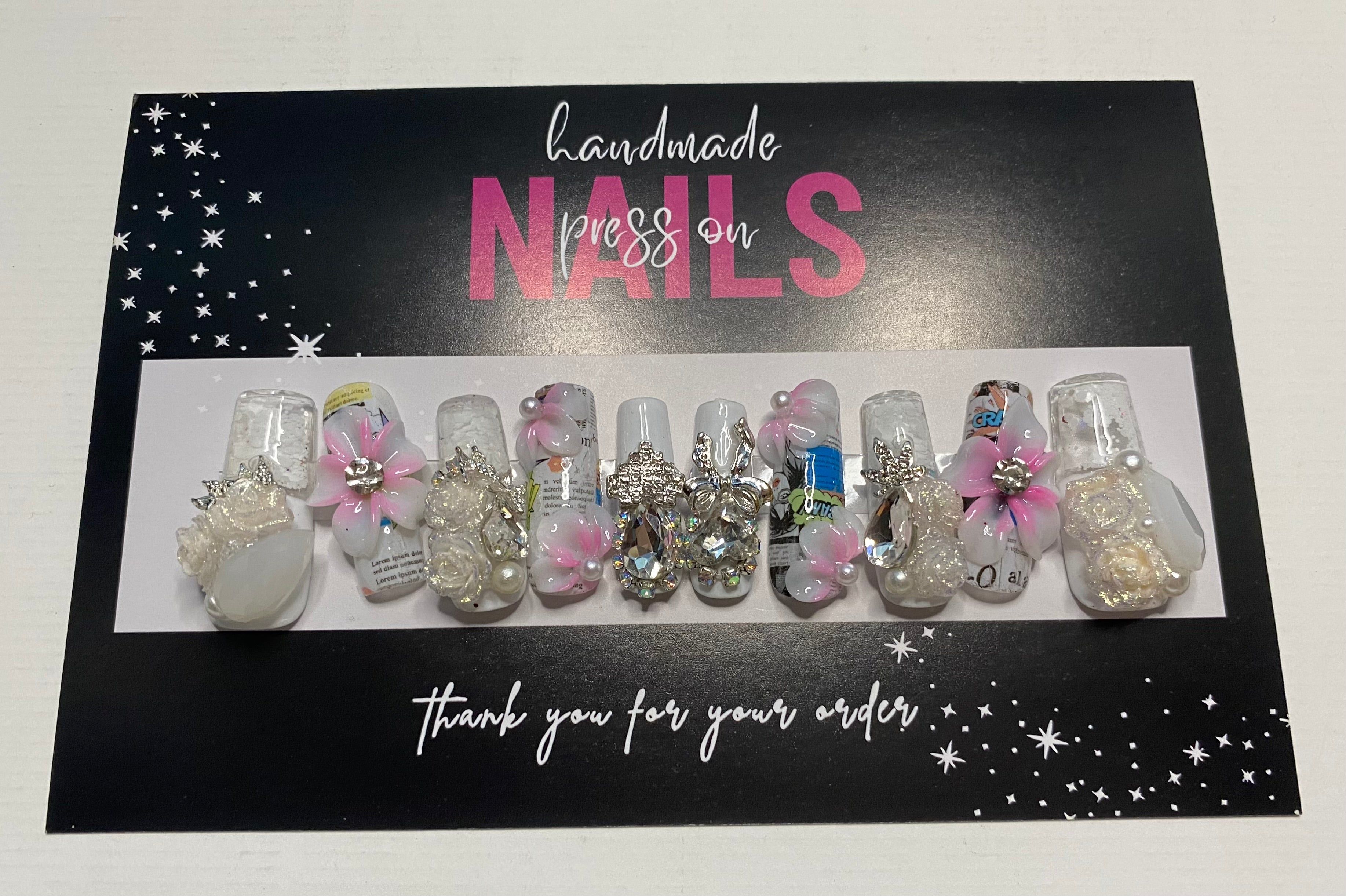 Press-On Water Nails  (Medium Size)