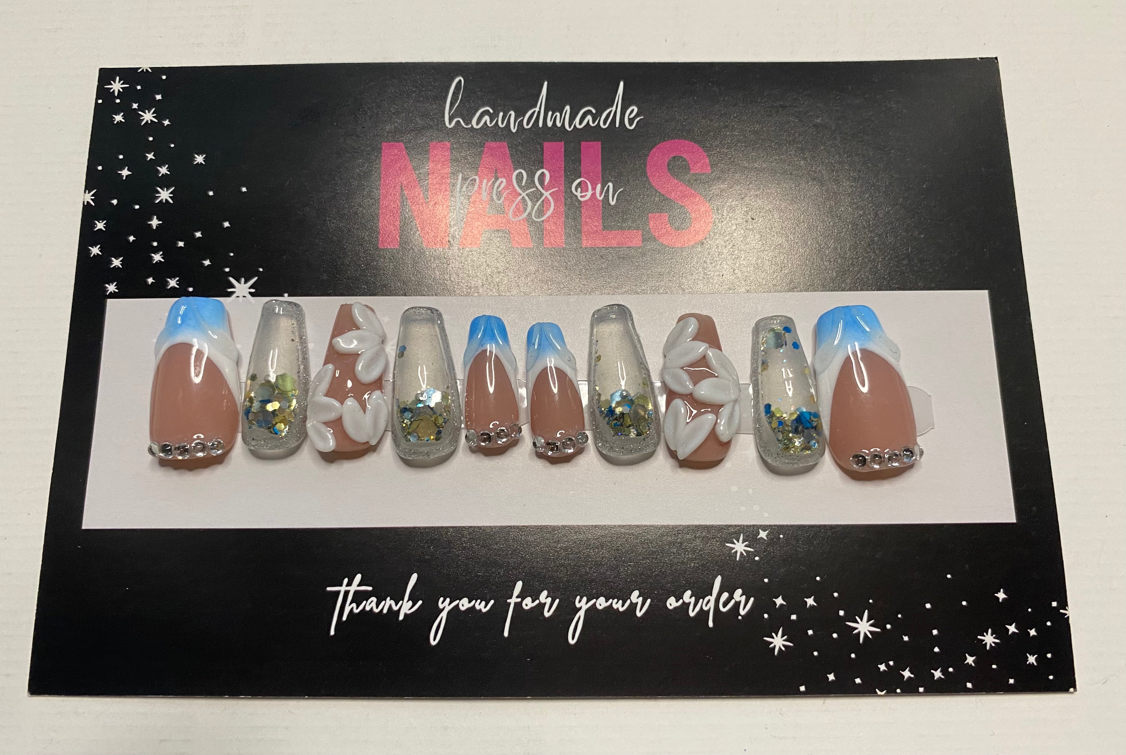 Press-On Water Nails  (Medium Size)